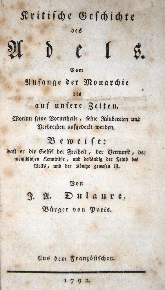 Große Abbildung Nr.1: 132-254 Dulaure,J.A.: (Genealogie und Heraldik)