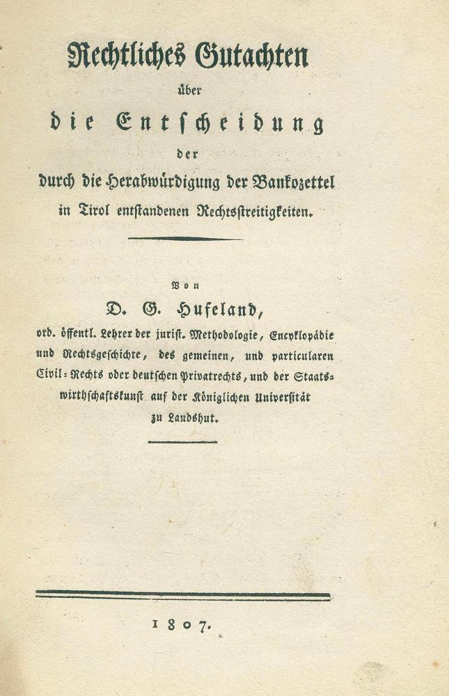 Große Abbildung Nr.1: 132-261 Hufeland,D.G.: (Juridica und Kriminologie, Tirol)