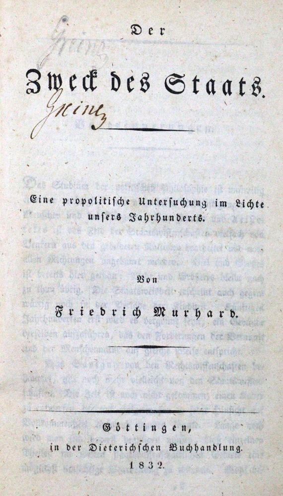 Große Abbildung Nr.1: 132-265 Murhard,F.: (Politik und Staatswissenschaften)