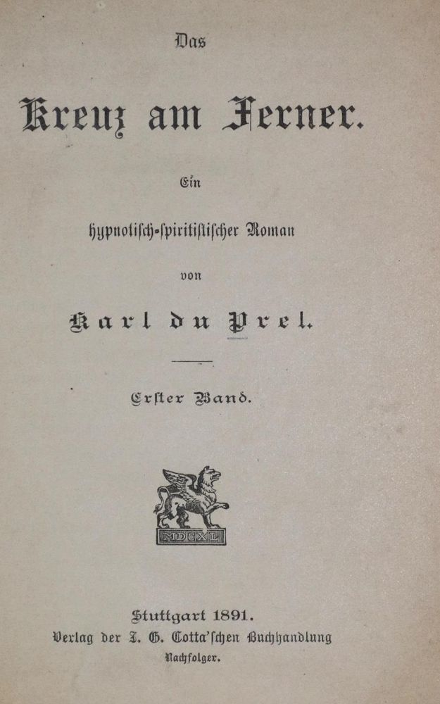 Große Abbildung Nr.1: 132-298 Du Prel,K.: (Grenzwissenschaften und Okkultismus)