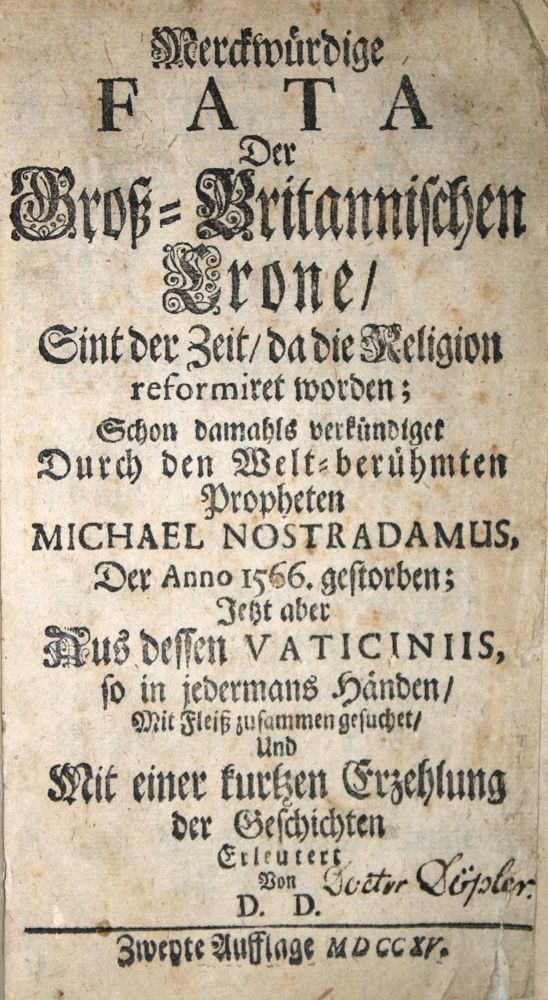 Große Abbildung Nr.1: 132-305 (Dobbeler,D.de.).: (Grenzwissenschaften und Okkultismus, Nostradamus)