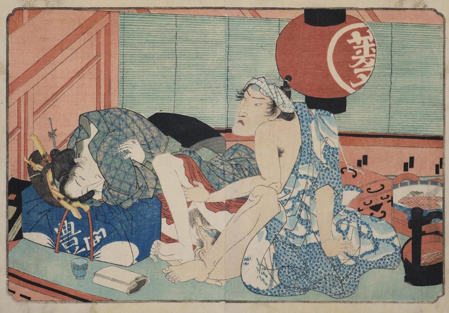 Große Abbildung Nr.1: 132-3557 Shigenobu, Yanagawa: (Künstlergraphik, Japan, Shunga)