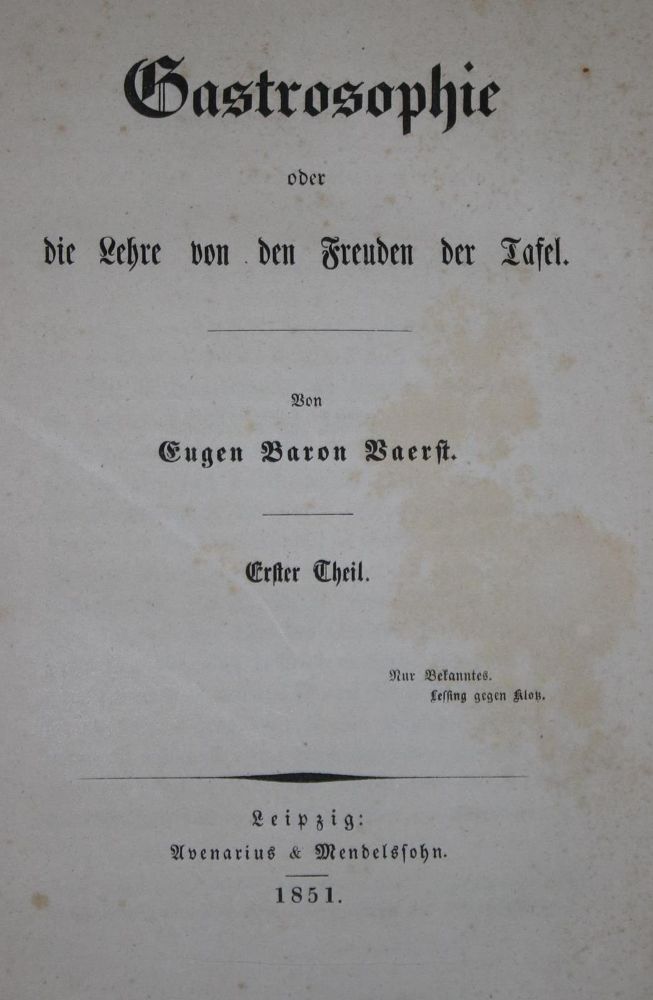 Große Abbildung Nr.1: 132-494 Vaerst,E.: (Küche und Haushalt, Gastrosophie)