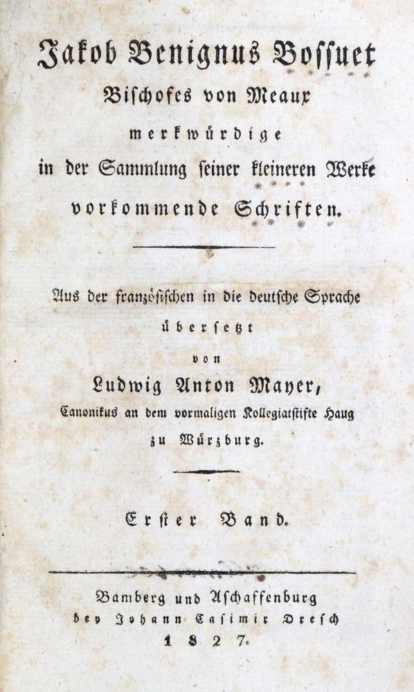 Große Abbildung Nr.1: 132-50 Bossuet,J.B.: (Alte Drucke, Handschriften und Theologie)