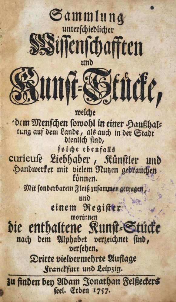 Große Abbildung Nr.1: 132-504 Sammlung: (Küche und Haushalt, Hausväterliteratur)