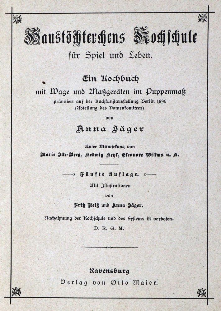 Große Abbildung Nr.1: 132-510 Jäger,A. (d.i. A.Bihan).: (Küche und Haushalt, Kochbücher, Puppenkochbücher)