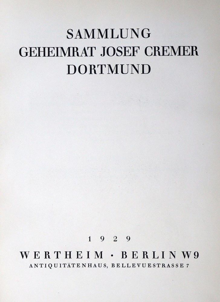 Große Abbildung Nr.2: 132-588 Cremer,J.: (Kataloge)