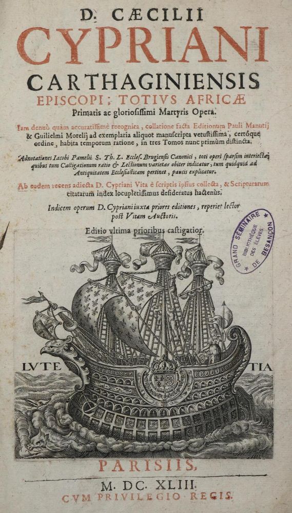 Große Abbildung Nr.1: 132-62 Cyprianus,C.: (Alte Drucke, Handschriften und Theologie)