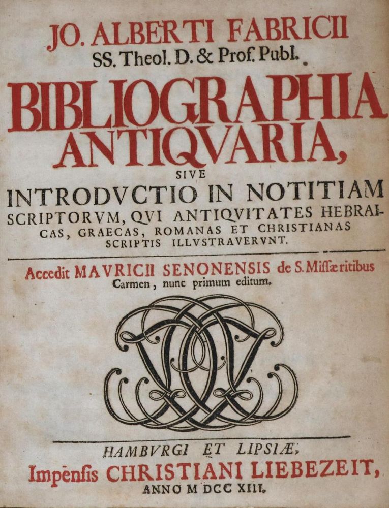 Große Abbildung Nr.1: 132-644 Fabricius,J.A.: (Bibliographie und Buchwesen)