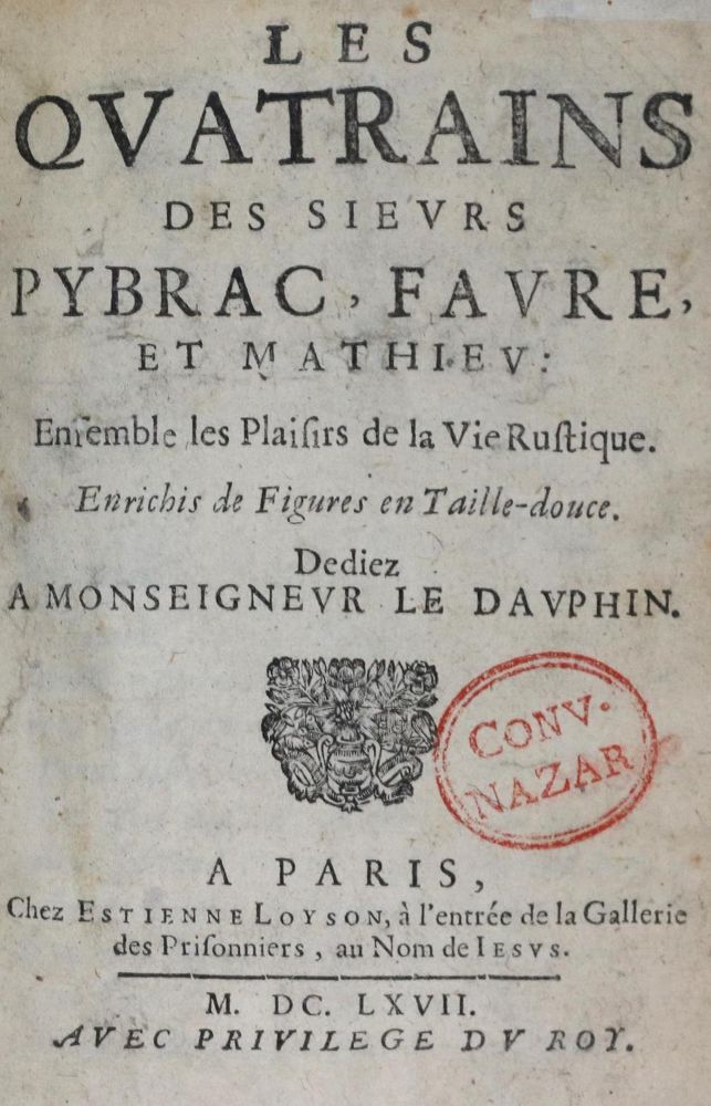 Große Abbildung Nr.1: 132-66 DuFaur de Pibrac,G.: (Alte Drucke, Handschriften und Theologie)