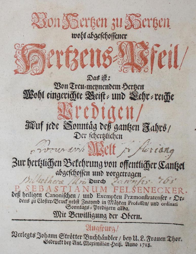 Große Abbildung Nr.1: 132-75 Felsenecker,S.: (Alte Drucke, Handschriften und Theologie)