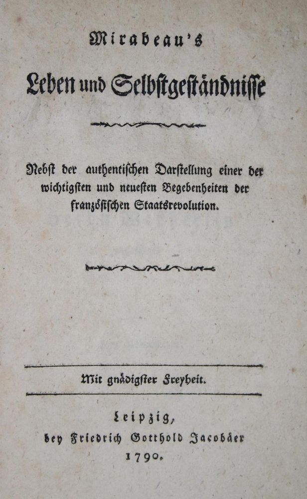 Große Abbildung Nr.1: 132-767 Mirabeau,(H.G.Riquetti de).: (Kultur- und Sittengeschichte)