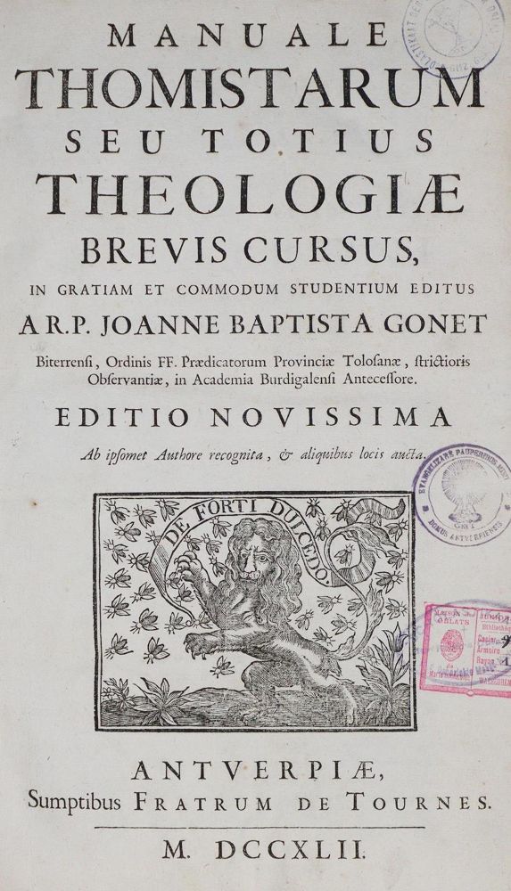 Große Abbildung Nr.1: 132-85 Gonet,J.B.: (Alte Drucke, Handschriften und Theologie)