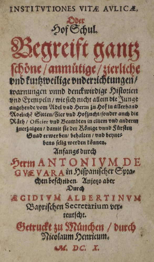 Große Abbildung Nr.1: 132-87 Guevara,A. de.: (Alte Drucke, Handschriften und Theologie)