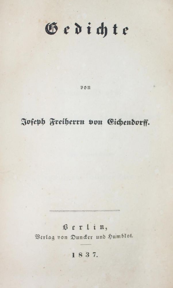 Große Abbildung Nr.1: 132-891 Eichendorff,J.v.: (Literatur und illustrierte Bücher bis 19.Jahrhundert)