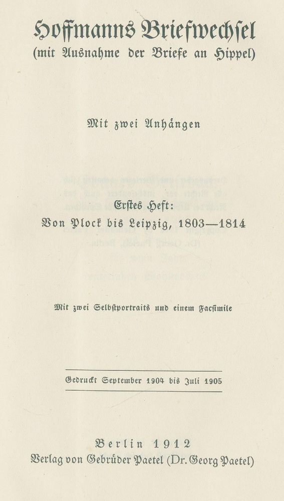 Große Abbildung Nr.1: 132-939 Hoffmann,E.T.A.: (Literatur und illustrierte Bücher bis 19.Jahrhundert)