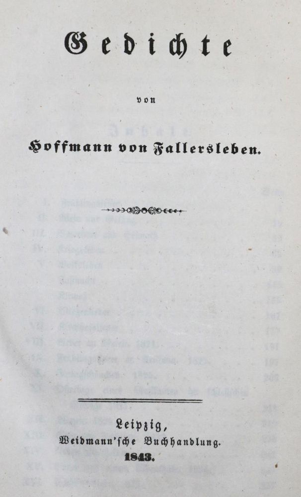 Große Abbildung Nr.1: 132-940 Hoffmann von Fallersleben,(A.H.).: (Literatur und illustrierte Bücher bis 19.Jahrhundert)