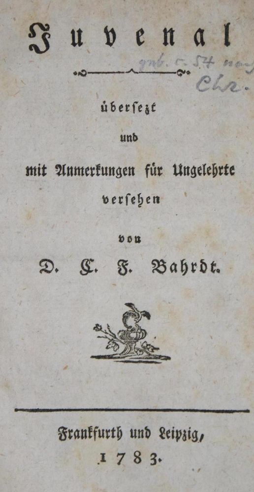 Große Abbildung Nr.1: 132-948 Bahrdt,C.F.: (Juvenal)