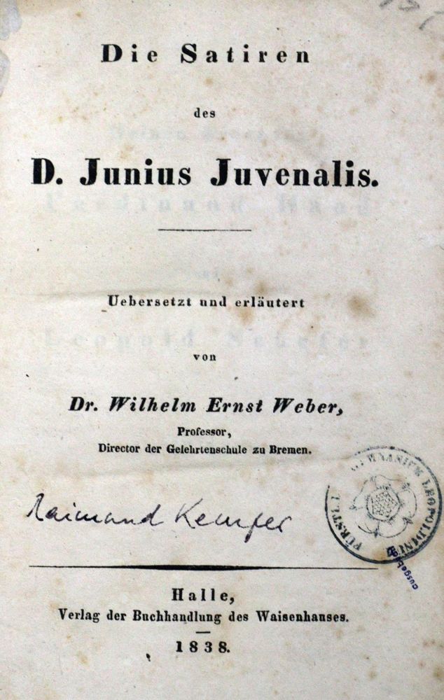 Große Abbildung Nr.1: 132-949 Juvenalis,J.: (Literatur und illustrierte Bücher bis 19.Jahrhundert)