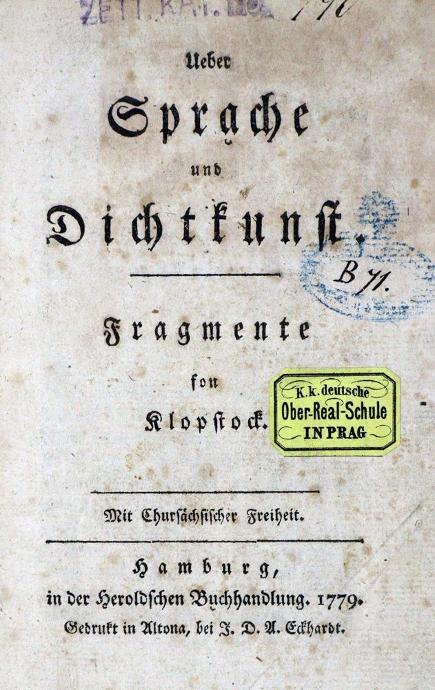 Große Abbildung Nr.1: 132-956 Klopstock,(F.G.).: (Literatur und illustrierte Bücher bis 19.Jahrhundert)