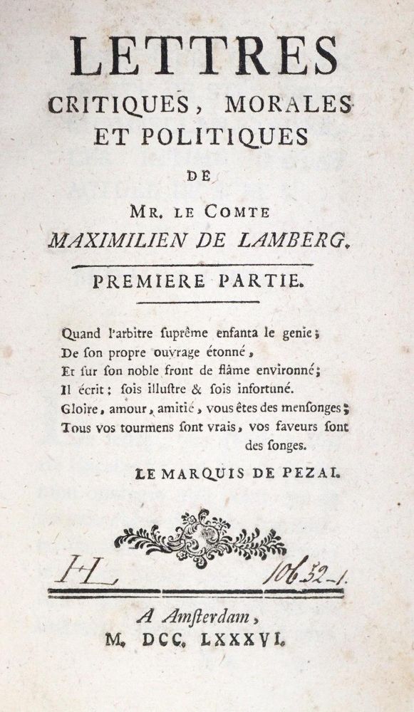 Große Abbildung Nr.1: 132-966 Lamberg,M.(J.)v.: (Literatur und illustrierte Bücher bis 19.Jahrhundert)