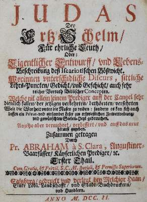 Bild Nr.2: 132-1 Abraham a Sancta Clara [d. i. Ulrich Megerle].: (Alte Drucke, Handschriften und Theologie)