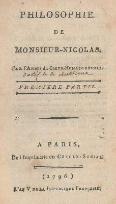 Bild Nr.1: 132-1016 (Restif de la Bretonne,N.E.).: (Literatur und illustrierte Bücher bis 19.Jahrhundert)