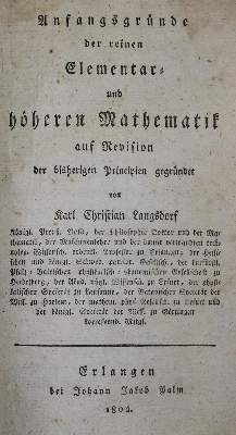 Bild Nr.1: 132-1502 Langsdorf,K.C.: (Verschiedene Gebiete - Varia, Mathematik)