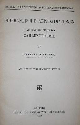 Bild Nr.1: 132-1518 Minkowski,H.: (Verschiedene Gebiete - Varia, Physik)