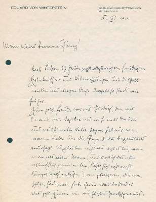 Bild Nr.1: 132-1948 Winterstein, Eduard von,: (Autographen)