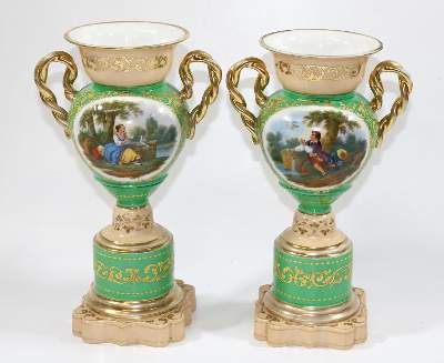 Bild Nr.1: 132-2173 Biedermeier Henkelvasen.: (Porzellan u. Keramik)