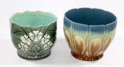 Bild Nr.1: 132-2199 Vier Jugendstil Cachepots.: (Porzellan u. Keramik, Fayencen)