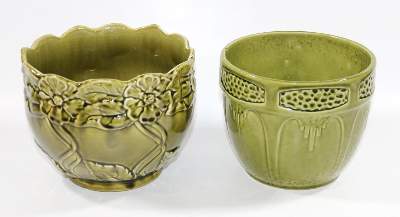 Bild Nr.3: 132-2199 Vier Jugendstil Cachepots.: (Porzellan u. Keramik, Fayencen)