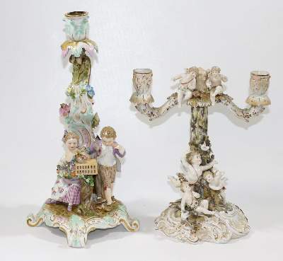 Bild Nr.1: 132-2214 Figürlicher Kerzenleuchter Meissen: (Porzellan u. Keramik, Meissen)