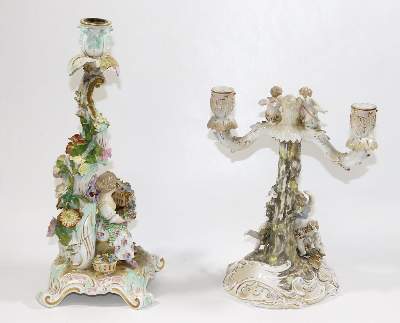 Bild Nr.2: 132-2214 Figürlicher Kerzenleuchter Meissen: (Porzellan u. Keramik, Meissen)
