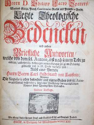 Bild Nr.1: 132-230 Spener,P.J.: (Alte Drucke, Handschriften und Theologie)