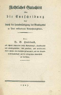 Bild Nr.1: 132-261 Hufeland,D.G.: (Juridica und Kriminologie, Tirol)