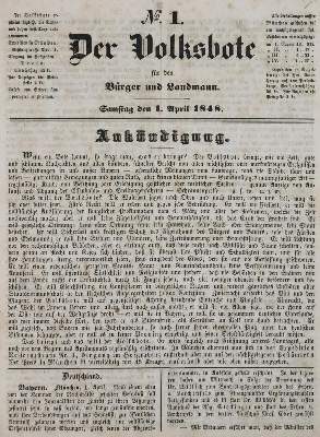Bild Nr.1: 132-484 Volksbote, Der,: (Zeitschriften und Zeitungen, Revolution 1848/49 - Vormärz - Politik)