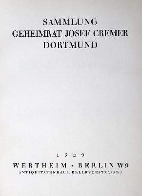 Bild Nr.2: 132-588 Cremer,J.: (Kataloge)