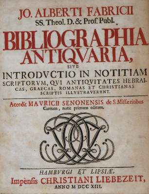 Bild Nr.1: 132-644 Fabricius,J.A.: (Bibliographie und Buchwesen)