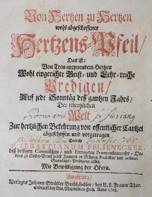 Bild Nr.1: 132-75 Felsenecker,S.: (Alte Drucke, Handschriften und Theologie)