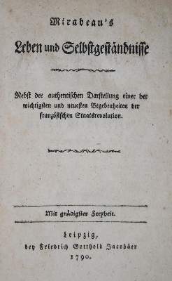 Bild Nr.1: 132-767 Mirabeau,(H.G.Riquetti de).: (Kultur- und Sittengeschichte)