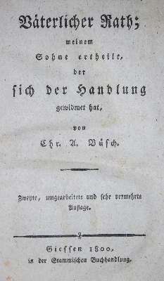 Bild Nr.1: 132-870 Büsch,C.A.: (Literatur und illustrierte Bücher bis 19.Jahrhundert)