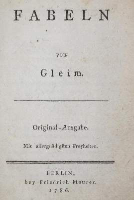 Bild Nr.1: 132-905 Gleim,(J.W.L.).: (Fabeln)