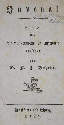 Bild Nr.1: 132-948 Bahrdt,C.F.: (Juvenal)