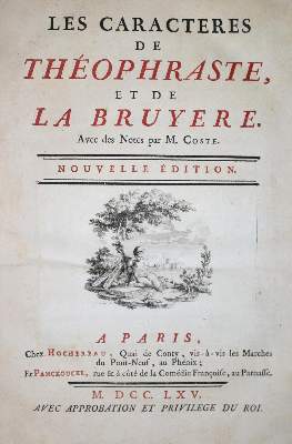 Bild Nr.1: 132-961 La Bruyere,J.de.: (Literatur und illustrierte Bücher bis 19.Jahrhundert)
