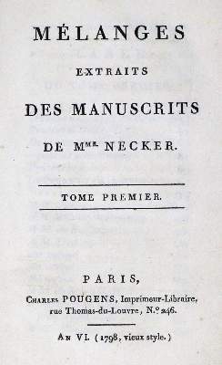 Bild Nr.1: 132-997 Necker,(S.C.).: (Literatur und illustrierte Bücher bis 19.Jahrhundert)