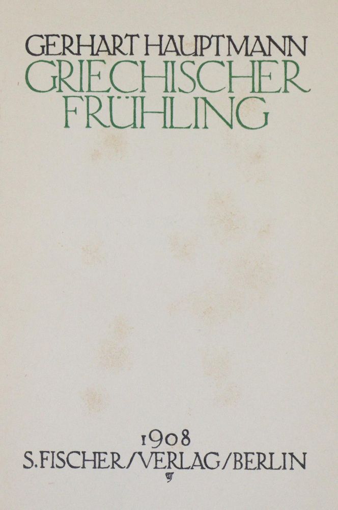 Große Abbildung Nr.2: 133-1021 Hauptmann,G.: (Literatur und illustrierte Bücher 20.Jahrhundert - Alte Literatur in modernen Ausgaben)
