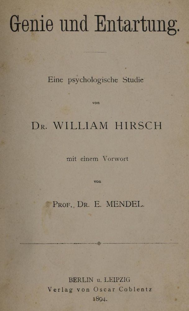 Große Abbildung Nr.1: 133-1222 Hirsch,W.: (Medizin, Psychologie)