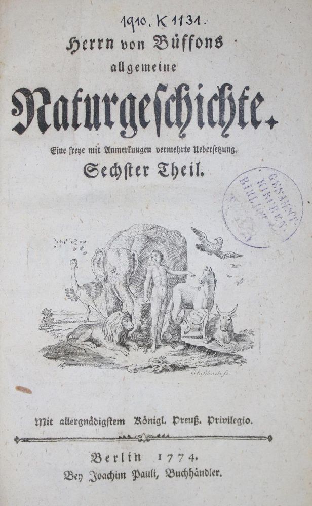 Große Abbildung Nr.1: 133-1236 Buffon,(G.L.L.)de.: (Zoologie)